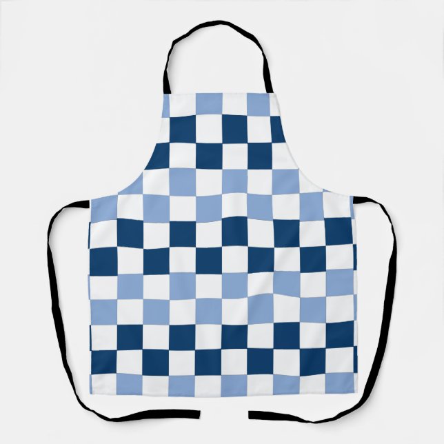 Blue Chequered Allover Print Apron (Front)