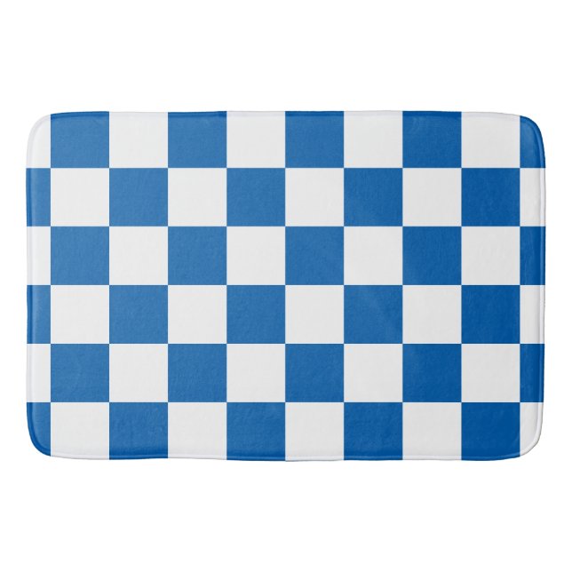 Blue Chequered Bath Mat (Front)