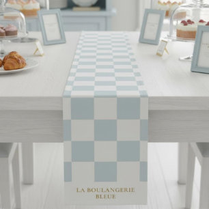 Blue Chequered Business Name Event Display Bakery Short Table Runner