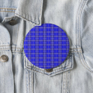Blue chequered cloth design on 10 cm round badge