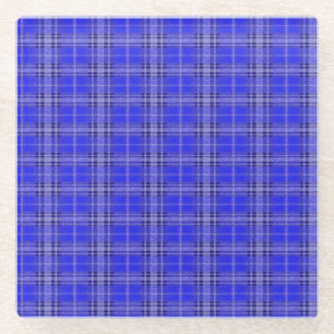 Blue chequered cloth design on glass coaster