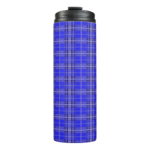 Blue chequered cloth design on thermal tumbler