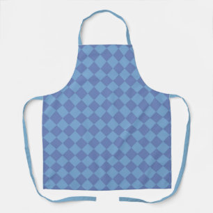 Blue Chequered Diamond Pattern Apron