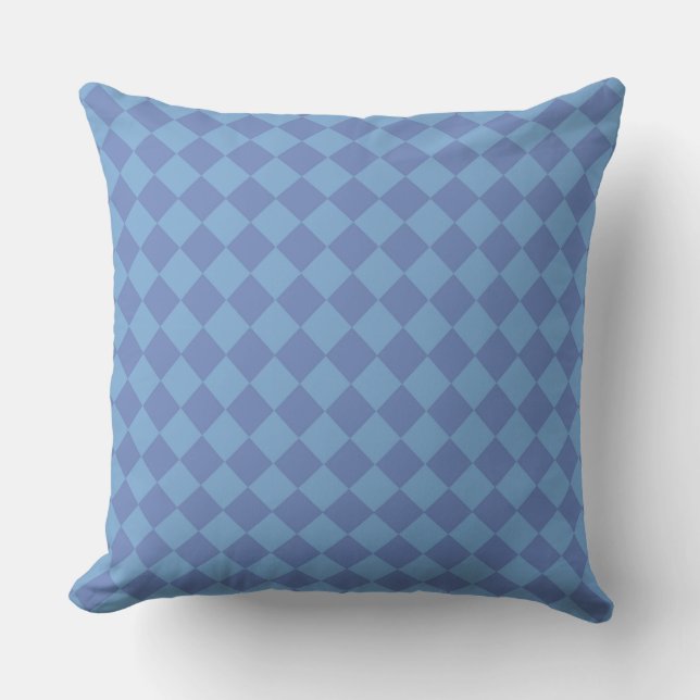 Blue Chequered Diamond Pattern  Cushion (Front)