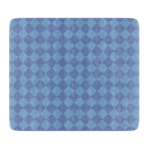 Blue Chequered Diamond Pattern Cutting Board