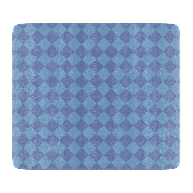 Blue Chequered Diamond Pattern Cutting Board (Front)