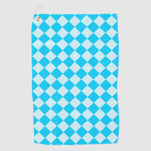 Blue Chequered Diamond Pattern Golf Towel