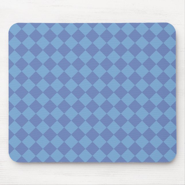 Blue Chequered Diamond Pattern  Mouse Pad (Front)