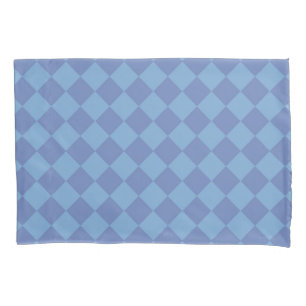 Blue Chequered Diamond Pattern Pillowcase