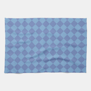 Blue Chequered Diamond Pattern  Tea Towel