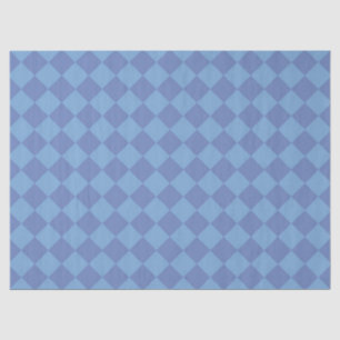 Blue Chequered Diamond Pattern Tissue Paper