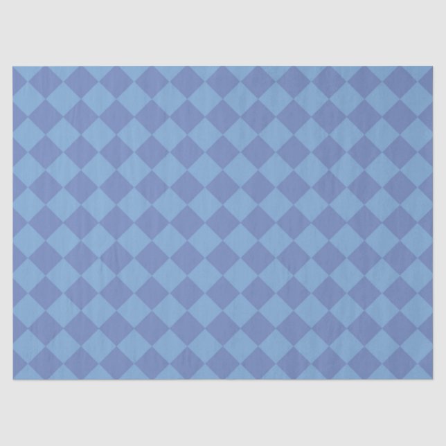 Blue Chequered Diamond Pattern Tissue Paper (Front)