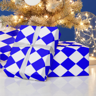 Blue Chequered Flag Wrapping Paper