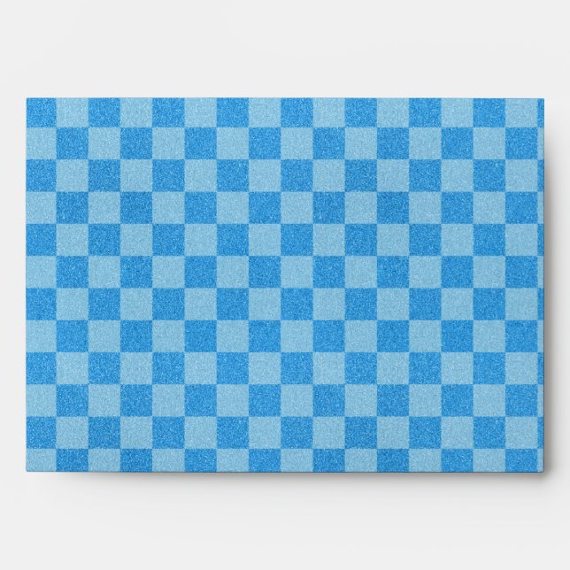 Blue Chequered Glitter Envelope (Front)
