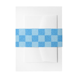 Blue Chequered Glitter Invitation Belly Band