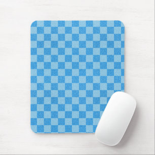 Blue Chequered Glitter Mouse Pad