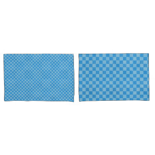 Blue Chequered Glitter Pillowcase