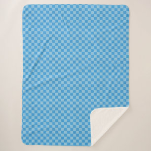 Blue Chequered Glitter Sherpa Blanket