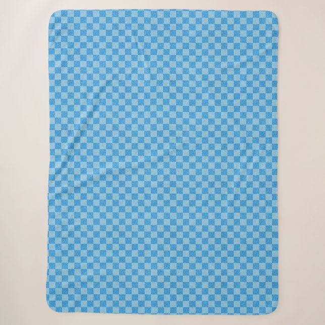 Blue Chequered Glitter Sherpa Blanket (Front)