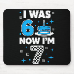 Blue Chequered I Was 6 Im 7 Funny 67 Birthday Boy Mouse Pad