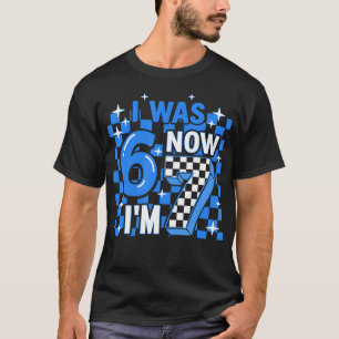 Blue Chequered I Was 6 Now I'M 7 Birthday Boy T-Shirt