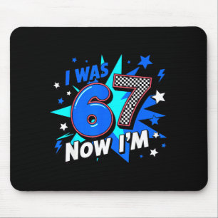 Blue chequered i was 6 now i'm 7 birthday  mouse pad