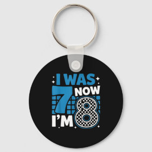 Blue chequered i was 7 now i'm 8 birthday boy bday key ring
