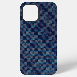 Blue chequered overlay with canvas fabric aspect iPhone 12 pro max case