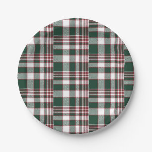 Blue Chequered Paper Plate