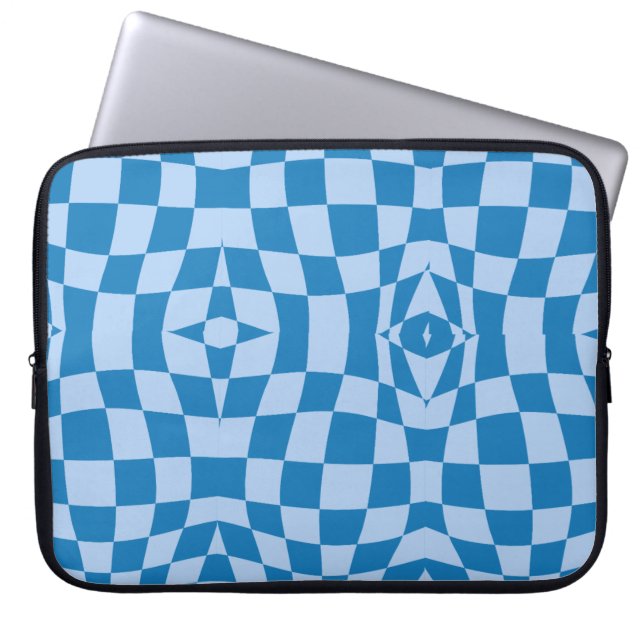 Blue Chequered Pattern  Laptop Sleeve (Front)
