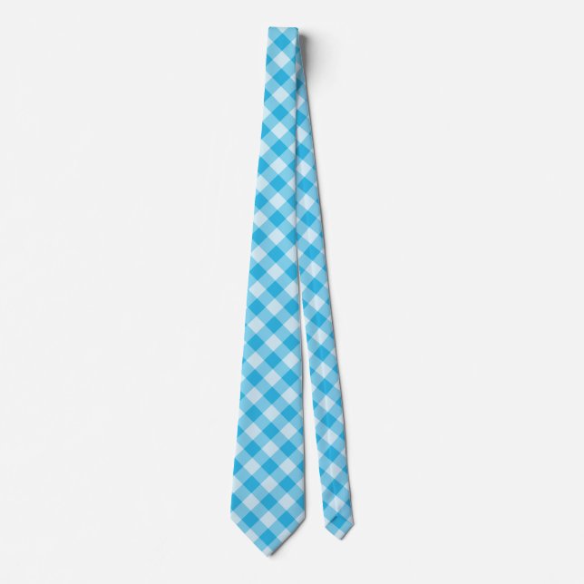 Blue Chequered Pattern Tie (Front)