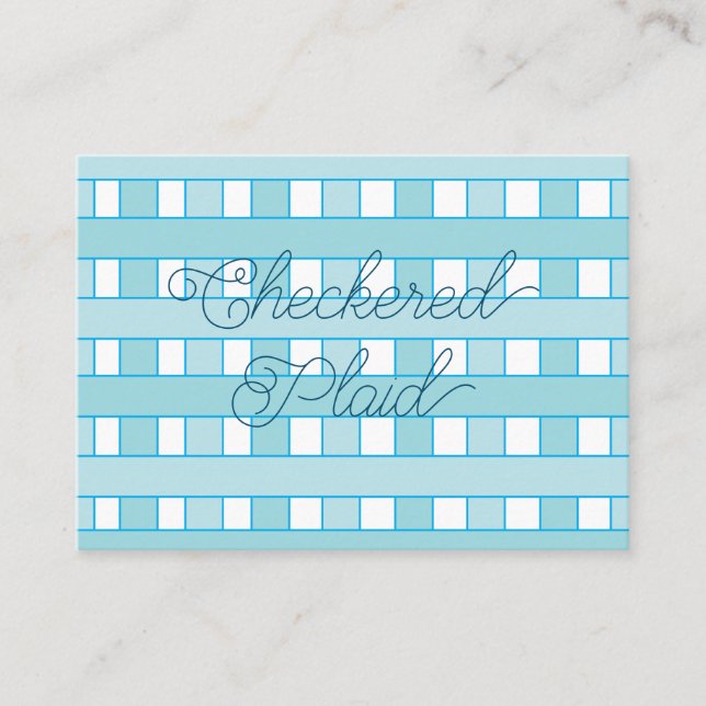 Blue Chequered Plaid Pattern Business Card (Front)