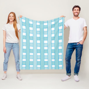 Blue Chequered Plaid Pattern Fleece Blanket