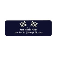 Blue & Chequered Racing Flag Party Address labels