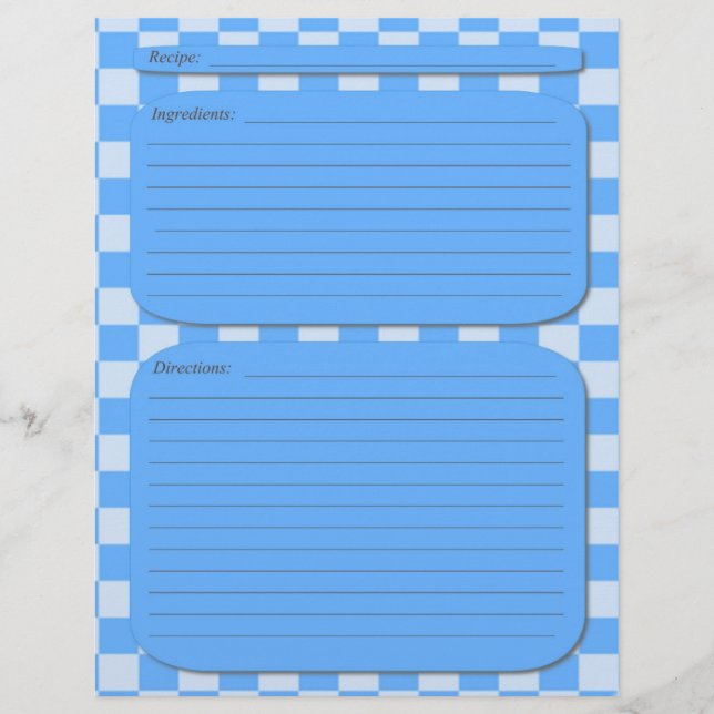Blue chequered recipe page (Front)