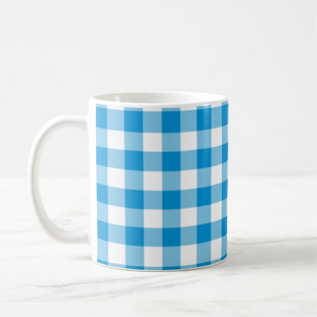 Blue Chequered Square Seamless Pattern  Coffee Mug (Left)
