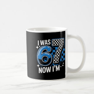 Blue chequered was 6 7 funny 67 birthday boys coffee mug