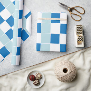 Blue Chequered Wrapping Paper