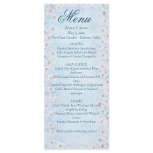 Blue Cherry Blossom Wedding Menu Card