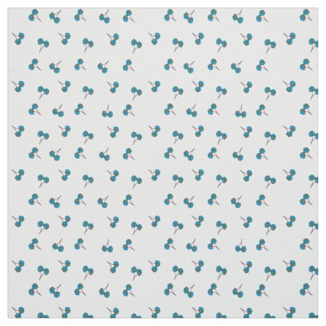 Blue Cherry Pattern Fabric (Swatch)