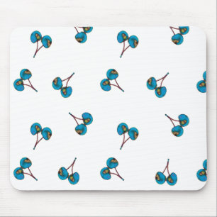 Blue Cherry Pattern Mouse Pad