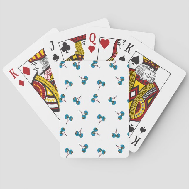 Blue Cherry Pattern Playing Cards (Back)