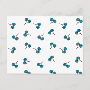 Blue Cherry Pattern Postcard