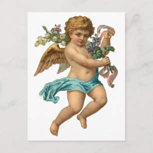 "Blue Cherub" Vintage Postcard