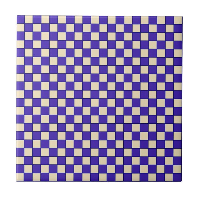 Blue Chess Ceramic Tile (Front)