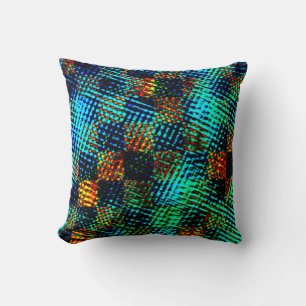Blue chess, greenish scratch, red fake dirty stain cushion