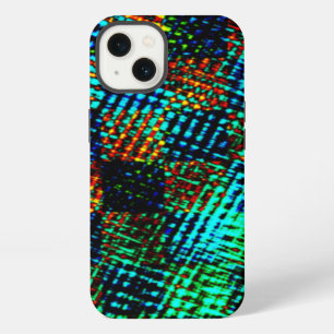 Blue chess, greenish scratch, red fake dirty stain iPhone 13 case