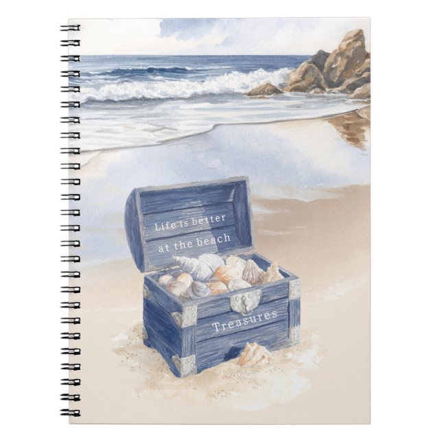 Blue Chest Shells Beach Notebook (Front)