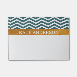 Blue Chevron and Faux Gold Foil Post-it Notes