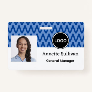 Blue Chevron Company Logo & Bar code Employee ID Badge